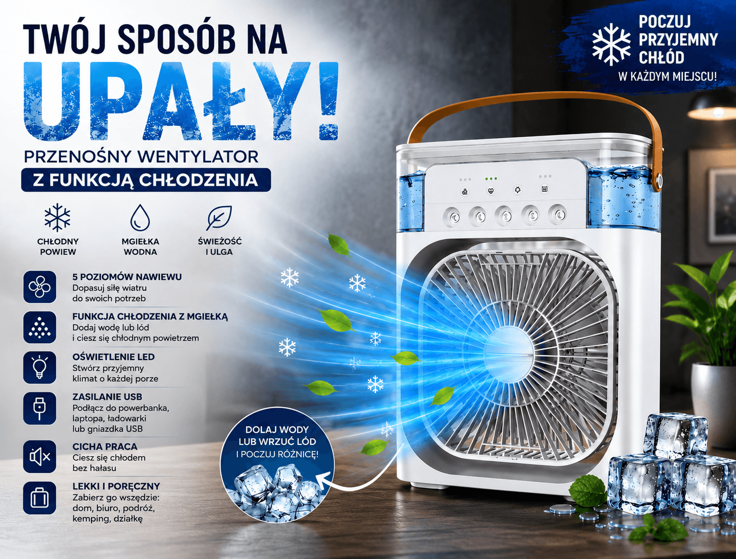 ❄️❄️CHŁODZIAK❄️❄️ Klimatyzator USB, nawilżacz powietrza do domu